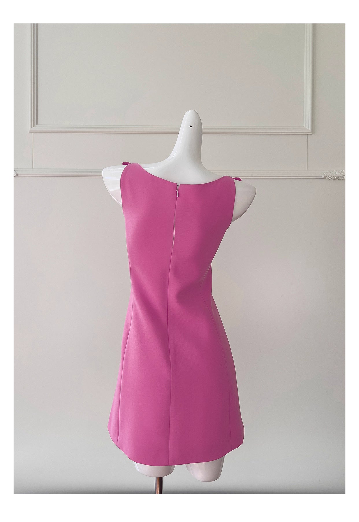 Robe de soirée courte, simple, courte, avec nœud et bretelles, taille haute, rose, rouge, petite taille, nv5550