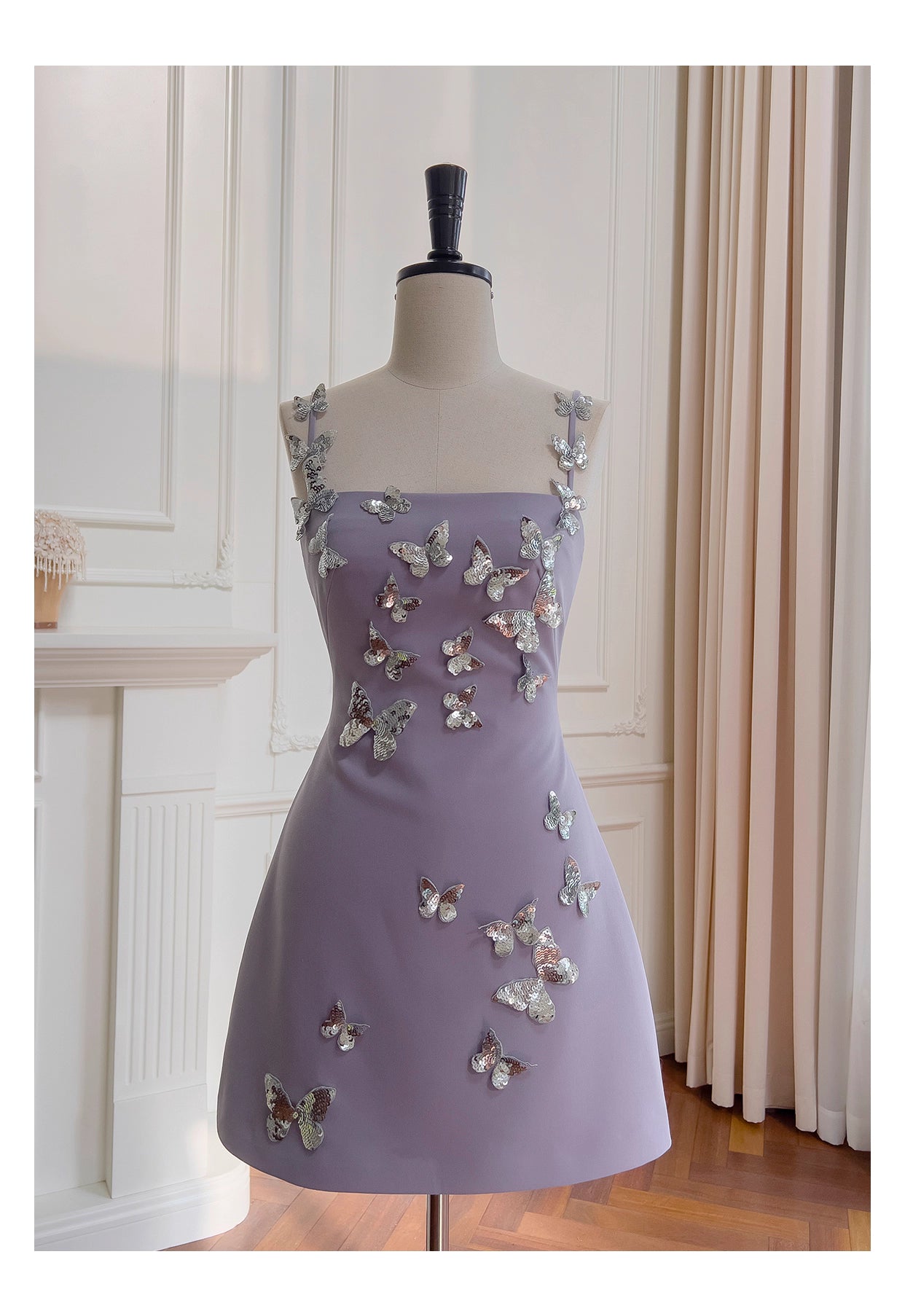 NiceVestidos-Homecoming Dress French Three-Dimensional Bow Purple Suspender Dress For Women High-End Luxury Stylish Slim nv5555
