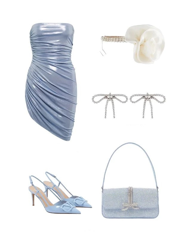 Blaues Homecoming-Kleid, stilvolles, schlichtes, kurzes Satin-Ballkleid, Abendkleid, Cocktailkleid, NV4415