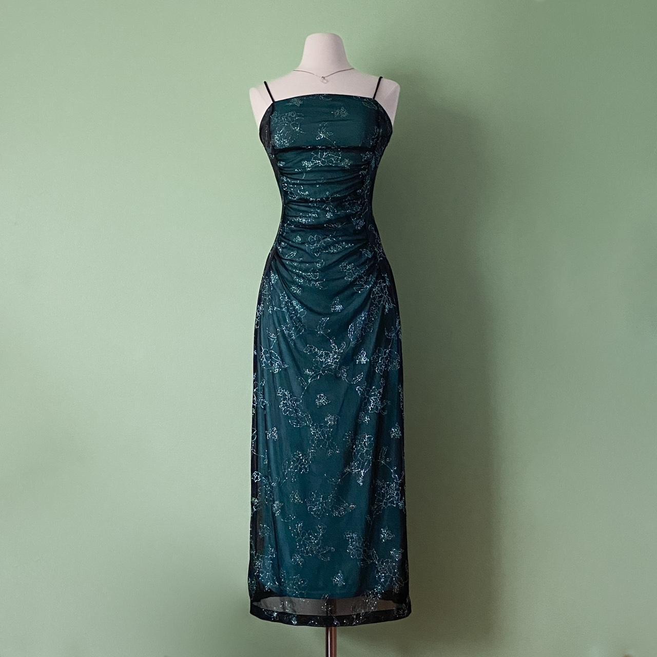 NiceVestidos – Grünes, exquisites, langes Chiffon-Heimkehrkleid mit Perlen, Ballkleid NV5654