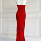 Robe de soirée longue rouge vintage années 90 y2k bohème florale perlée licou robe de bal robe de soirée nv4410