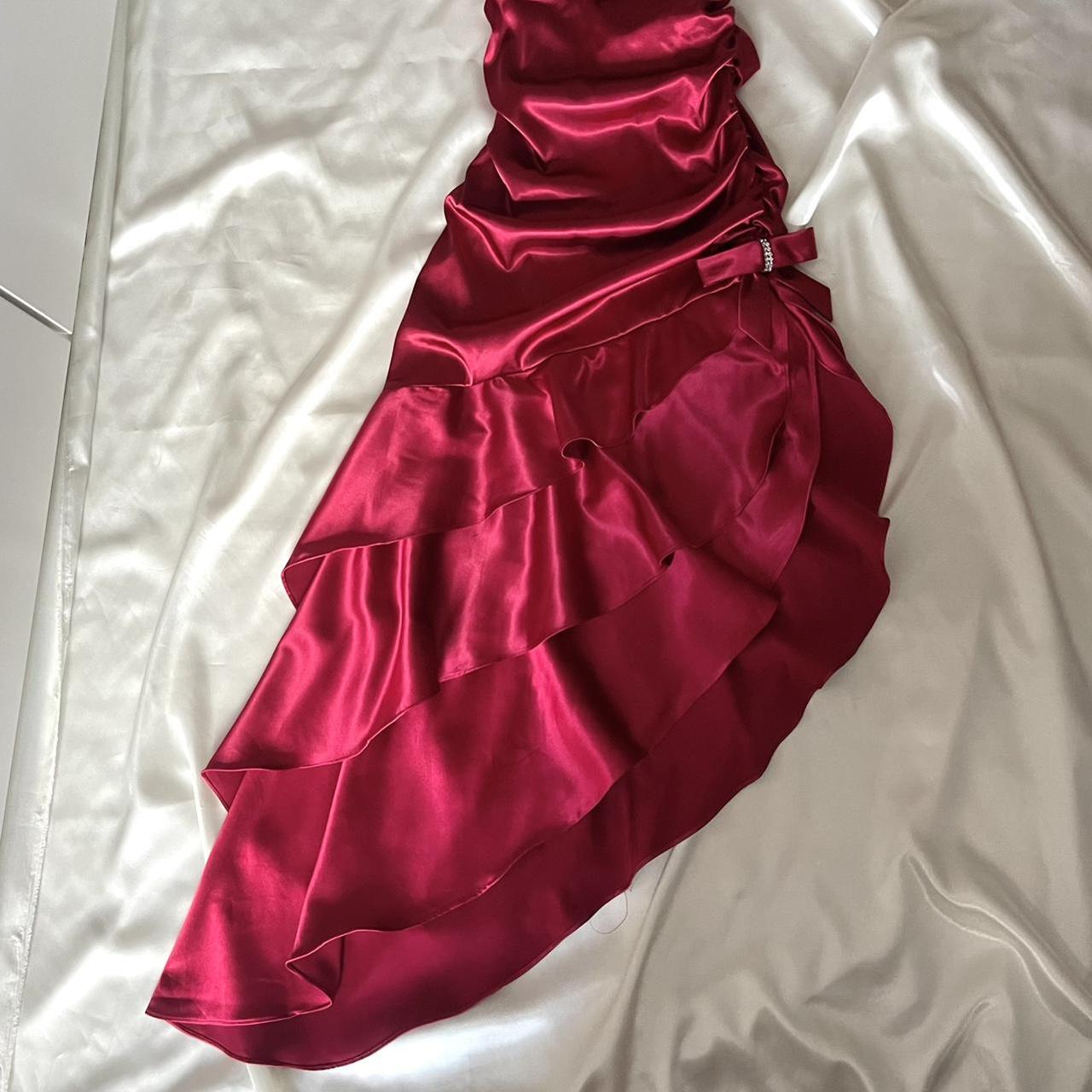 ❤️ Sparkling retro red dress with halter neckline short asymmetrical ruffle homecoming dress birthday party dress nv5386