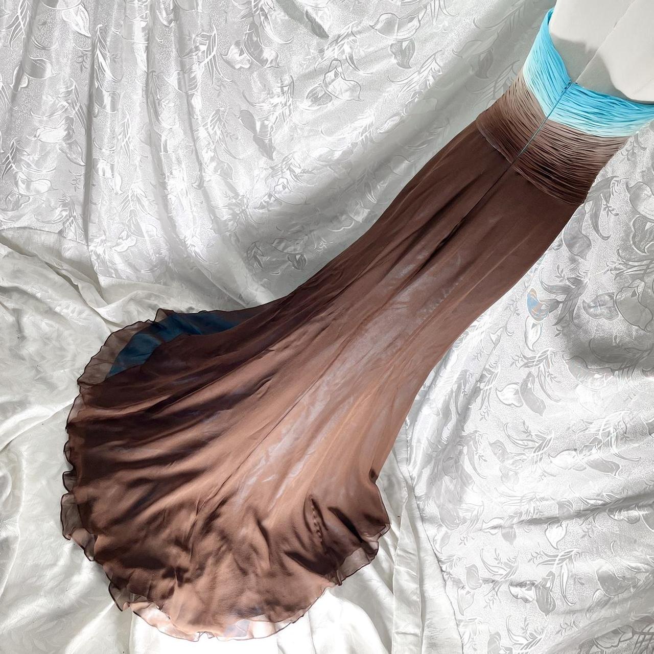 Blue brown fashion gradient fairy exquisite beaded long chiffon mermaid dress prom dress nv5417