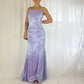 Purple Iridescent Vintage Square Neck Strapless Long Chiffon Ball Gown Evening Dress Party Dress nv4245