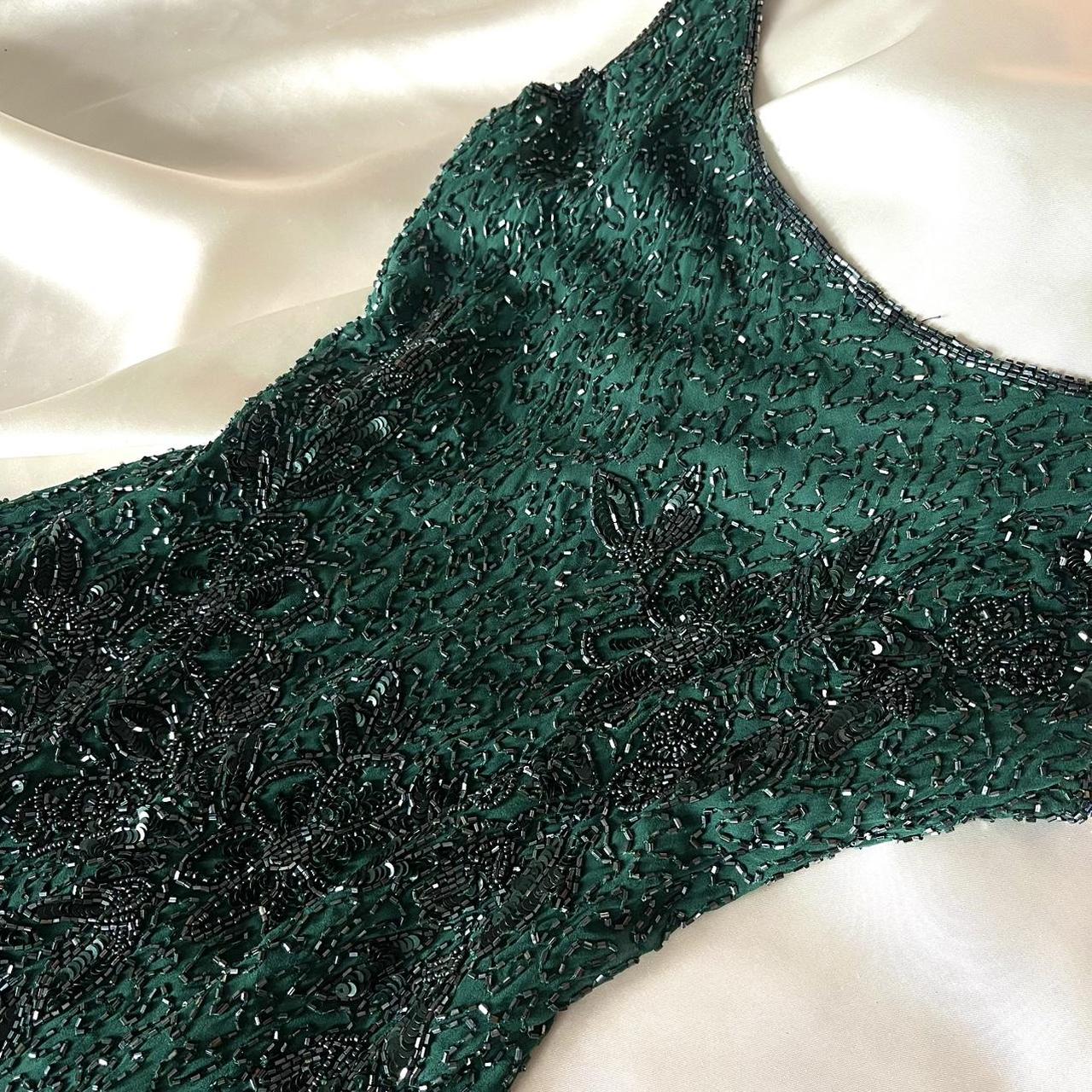 Gorgeous and elegant green exquisite beaded retro long prom dress nv5383