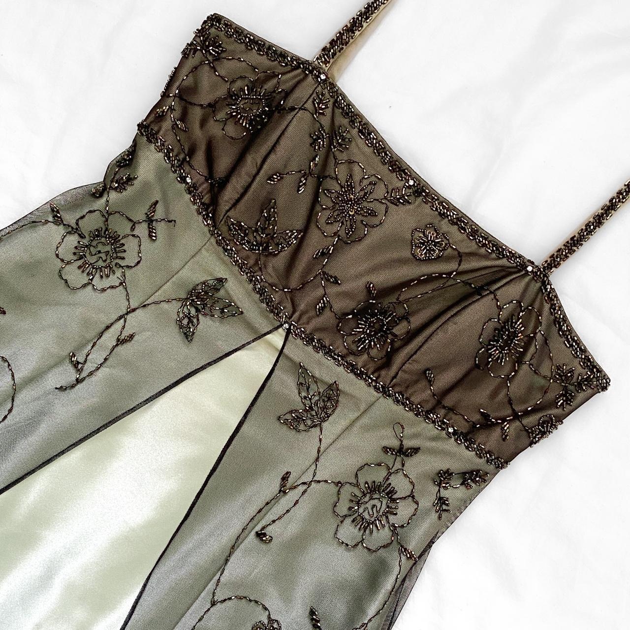 NiceVestidos--Gold Delicate Floral Beaded Dress Vintage Dress Women's Long Tulle Ball Gown NV5647