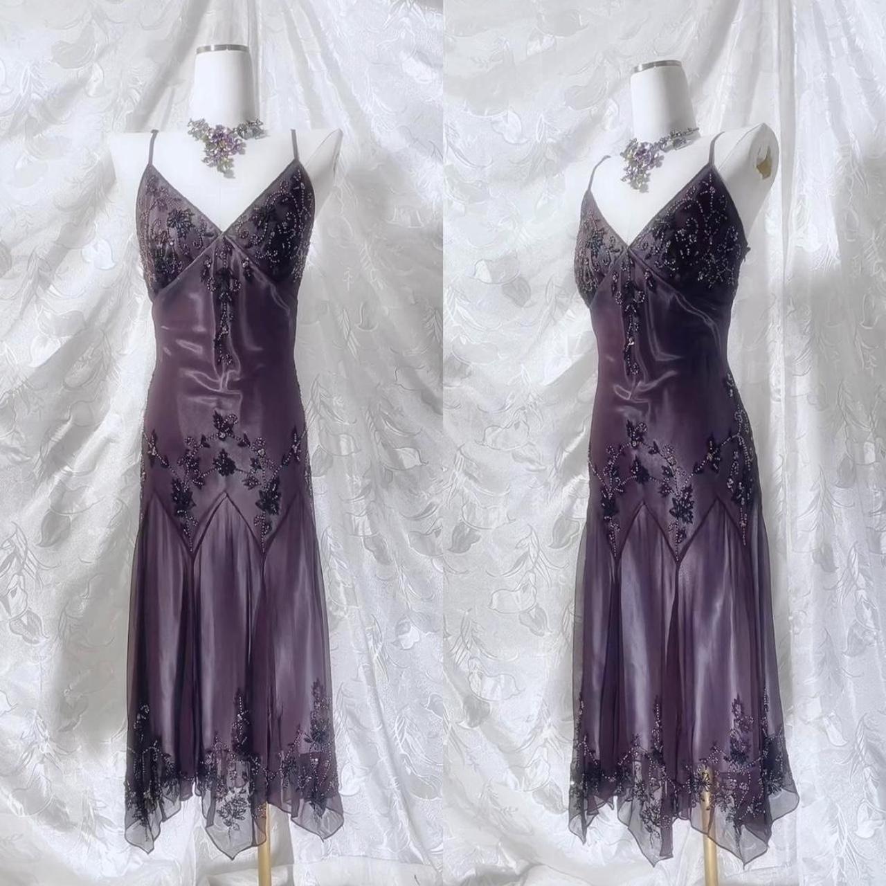 Purple retro fairy exquisite beaded long chiffon mermaid dress prom dress nv5418