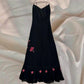 Black gorgeous red floral beaded asymmetric midi prom ball gown evening gown party dress  nv4576