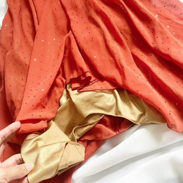 Orange Sequin Vintage Fairy Princess Asymmetric Chiffon Homecoming Dress nv4537