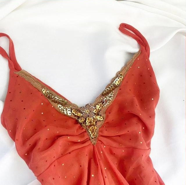 Orange Sequin Vintage Fairy Princess Asymmetric Chiffon Homecoming Dress nv4537