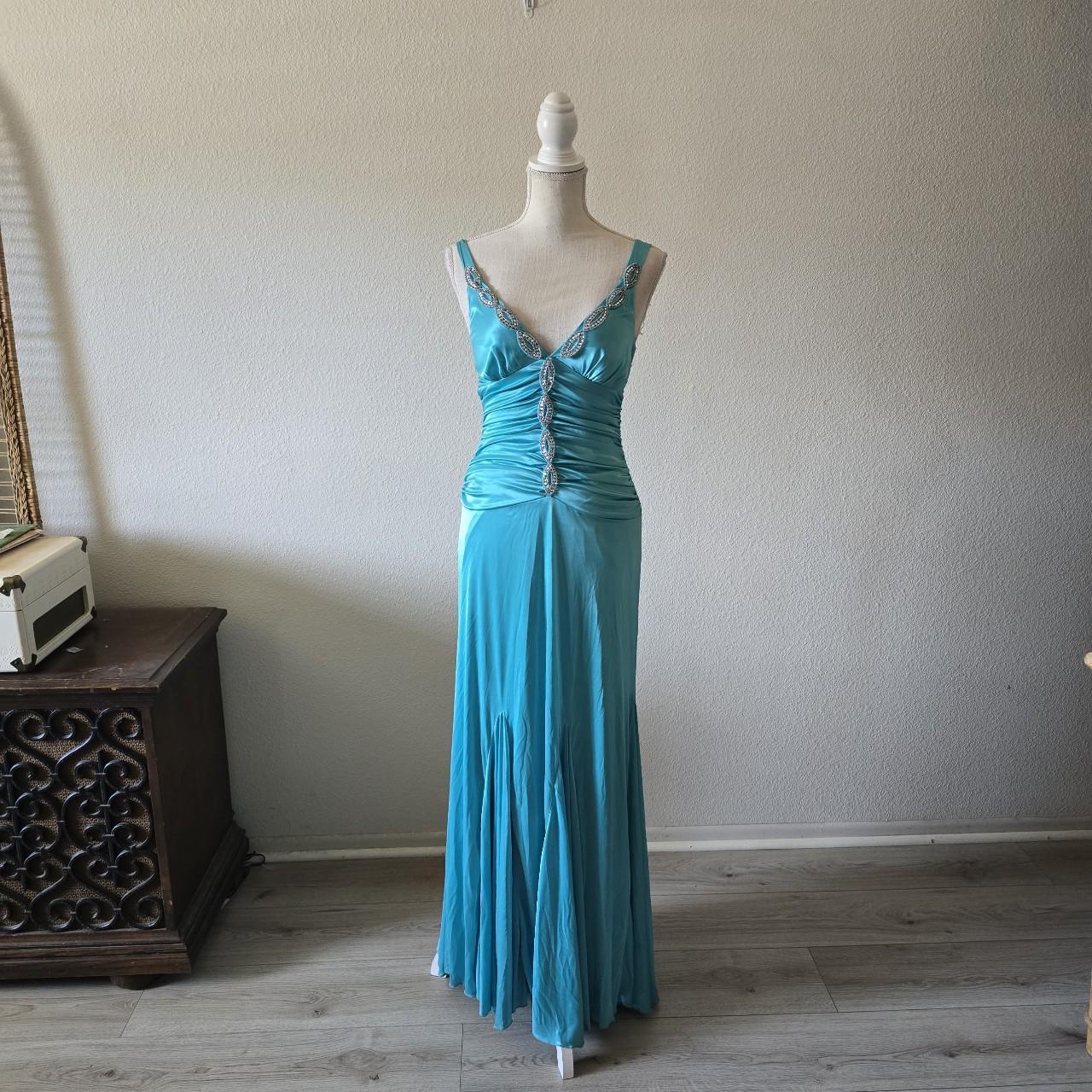 Blue Elegant Fashion Long Exquisite Beaded Long Satin Prom Dress Evening Dress Party Dress nv3748