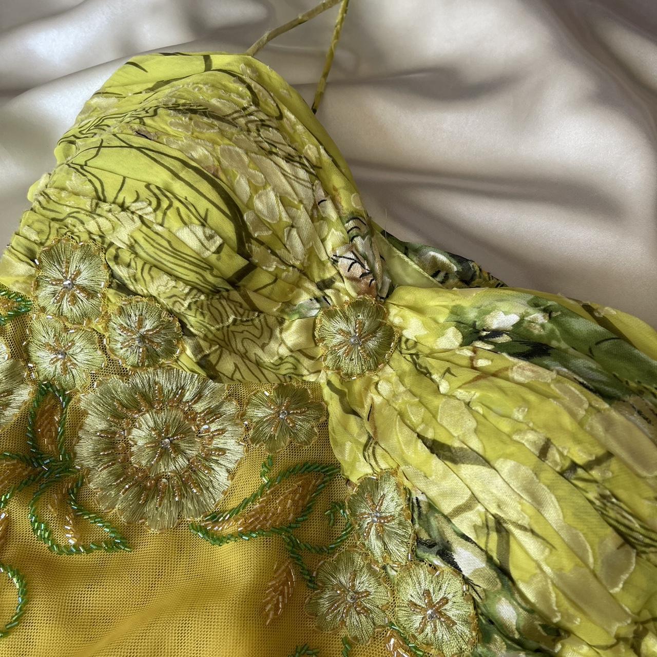 Yellow Green Short Exquisite Floral Beaded Garden Fairy Dress Chiffon Homecoming Dress Party Dress nv5389