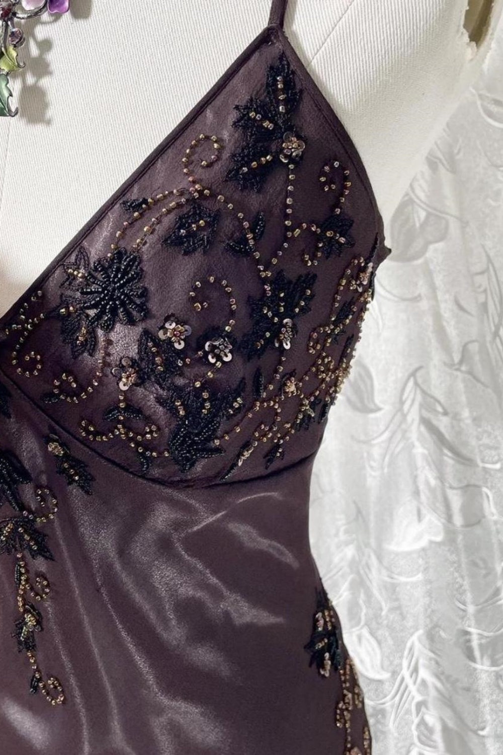 Purple retro fairy exquisite beaded long chiffon mermaid dress prom dress nv5418