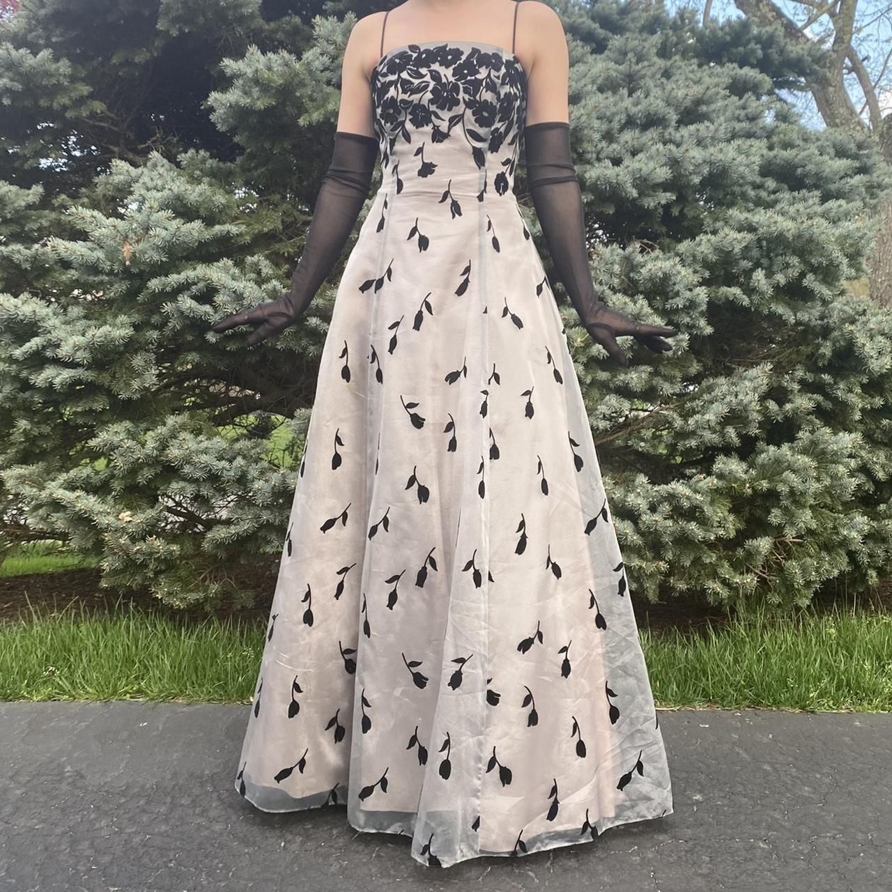 Robe de bal en mousseline de soie à fleurs style gothique vintage, en satin et tulle, robe de soirée nv4255