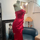 Red vintage fashion elegant long satin prom dress evening gown party dress nv3666