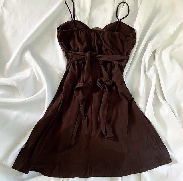 Braunes Vintage-Feen-Chiffon-Heimkehrkleid, Partykleid, Geburtstagskleid, Ballkleid, nv4539