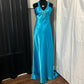 Blue Beaded Long Satin Ball Gown Evening Gown Party Dress nv4604