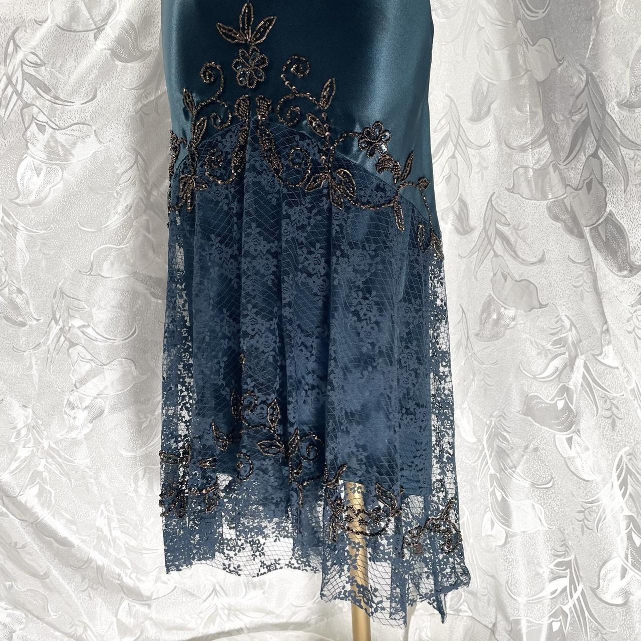 Stunning blue exquisite beaded spaghetti strap long chiffon retro dress prom dress nv5412