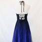 🥀 Vintage Dark Blue Glitter Ombre Beaded Long Tulle Ball Gown Evening Dress Party Dress nv4980