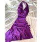 Purple Fashion Short Satin Ruffle Homecoming Dress Birthday Party Dress nv5387