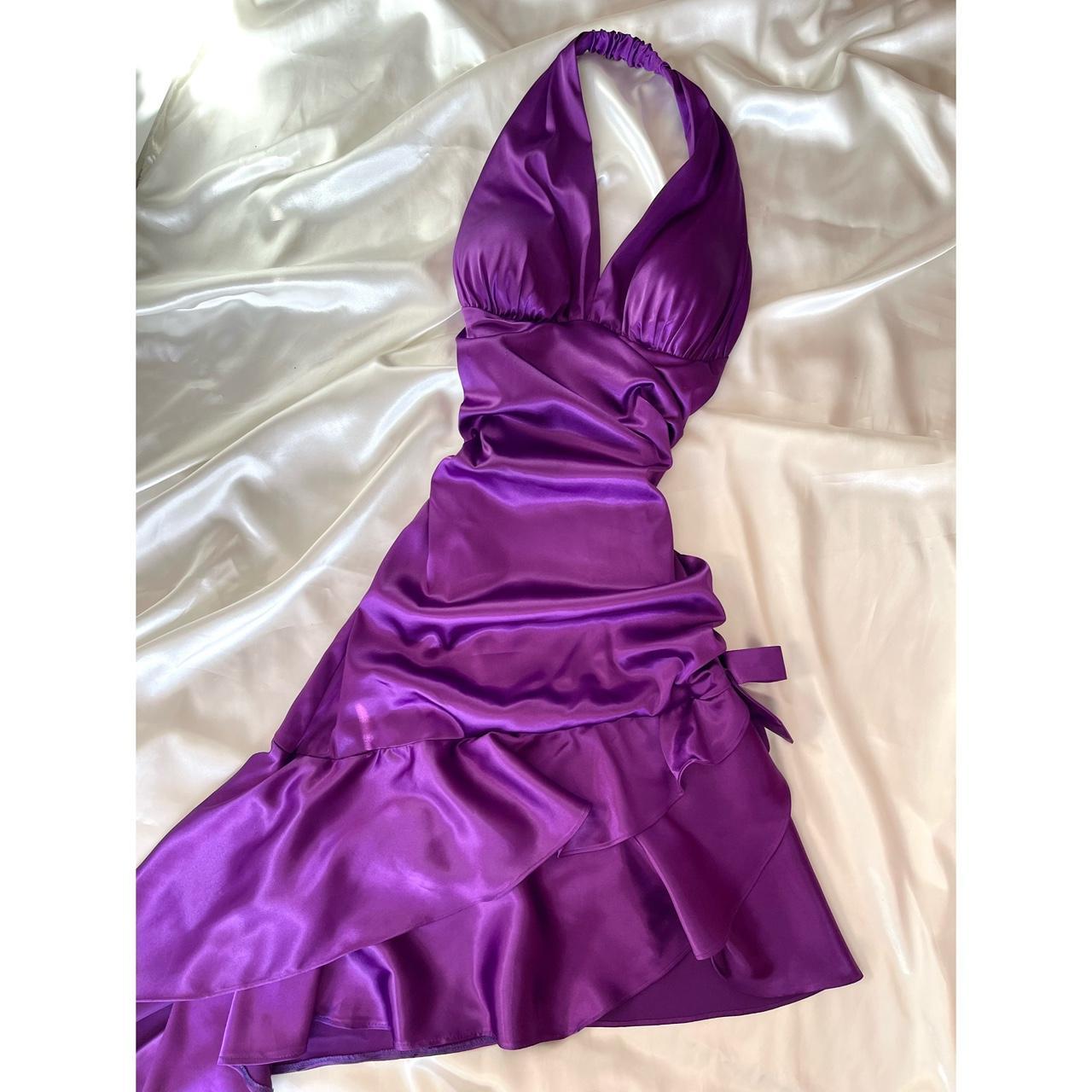 Purple Fashion Short Satin Ruffle Homecoming Dress Birthday Party Dress nv5387