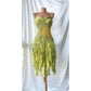 Yellow Green Short Exquisite Floral Beaded Garden Fairy Dress Chiffon Homecoming Dress Party Dress nv5389