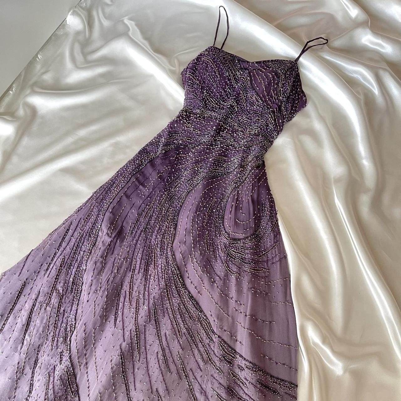 ✨💞Gorgeous and elegant purple gradient hand-beaded retro dress charming princess long chiffon prom dress nv5379