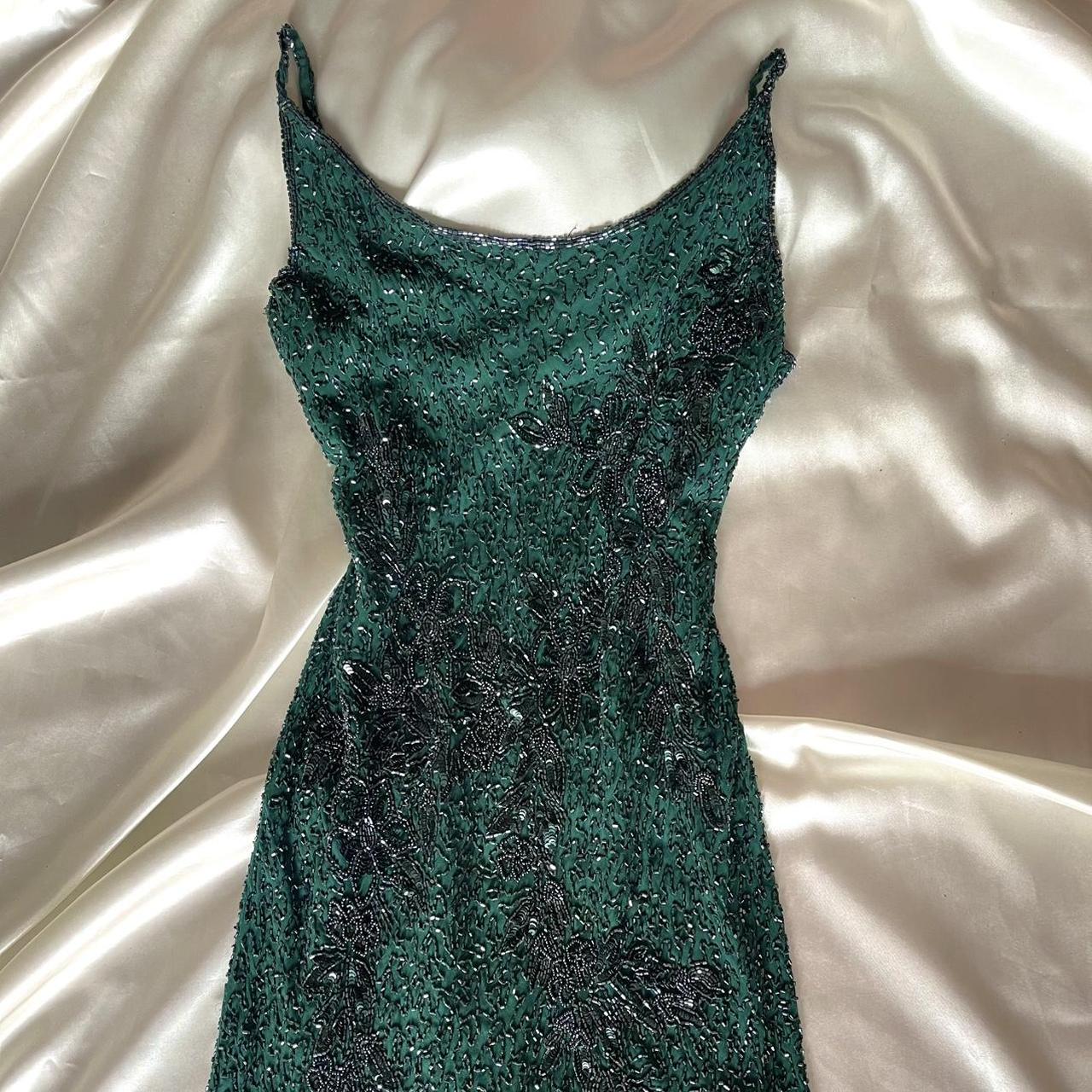 Gorgeous and elegant green exquisite beaded retro long prom dress nv5383