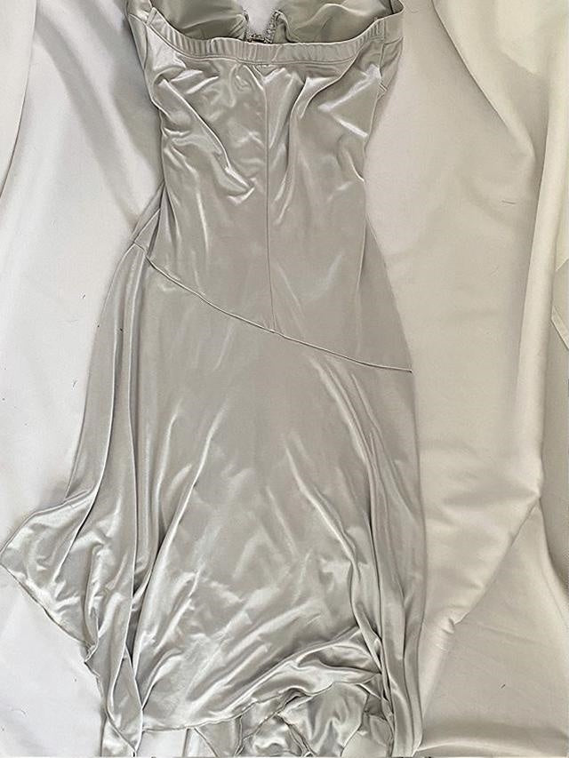 Silver White Retro Fairy Short satin Homecoming Dress Party Dress Birthday Dress Prom Dress nv4540