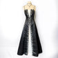 Black retro fairy exquisite beaded long satin dress prom dress nv5419