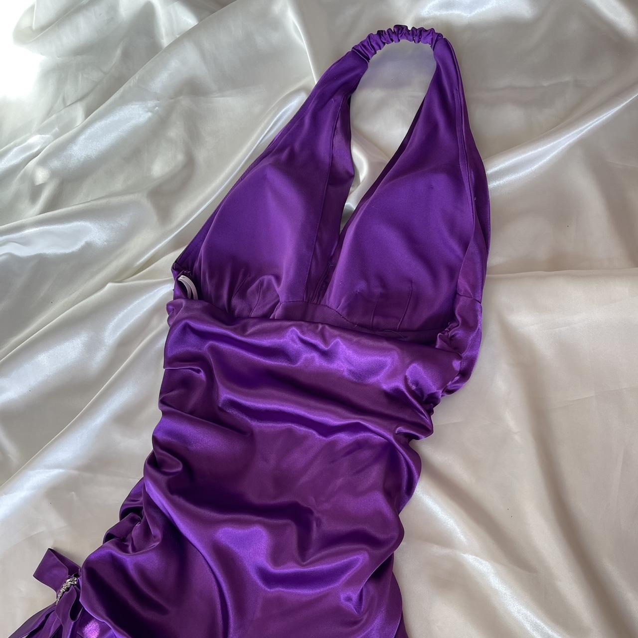 Purple Fashion Short Satin Ruffle Homecoming Dress Birthday Party Dress nv5387