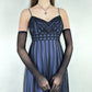 Vintage black and blue gothic vampire beaded embroidery long chiffon formal dress ball gown empire dress nv5404