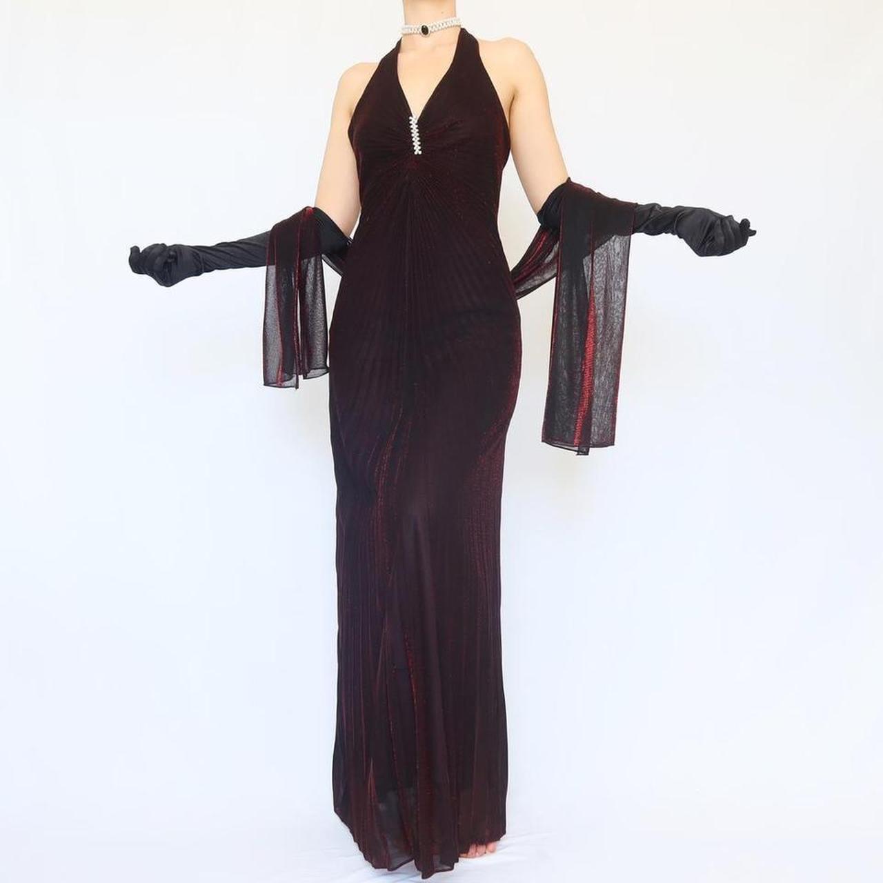 Black and red glitter sexy retro elegant exquisite rhinestone halter neck sling backless long chiffon tulle fairy ball gown evening dress birthday party dress prom dress nv4003