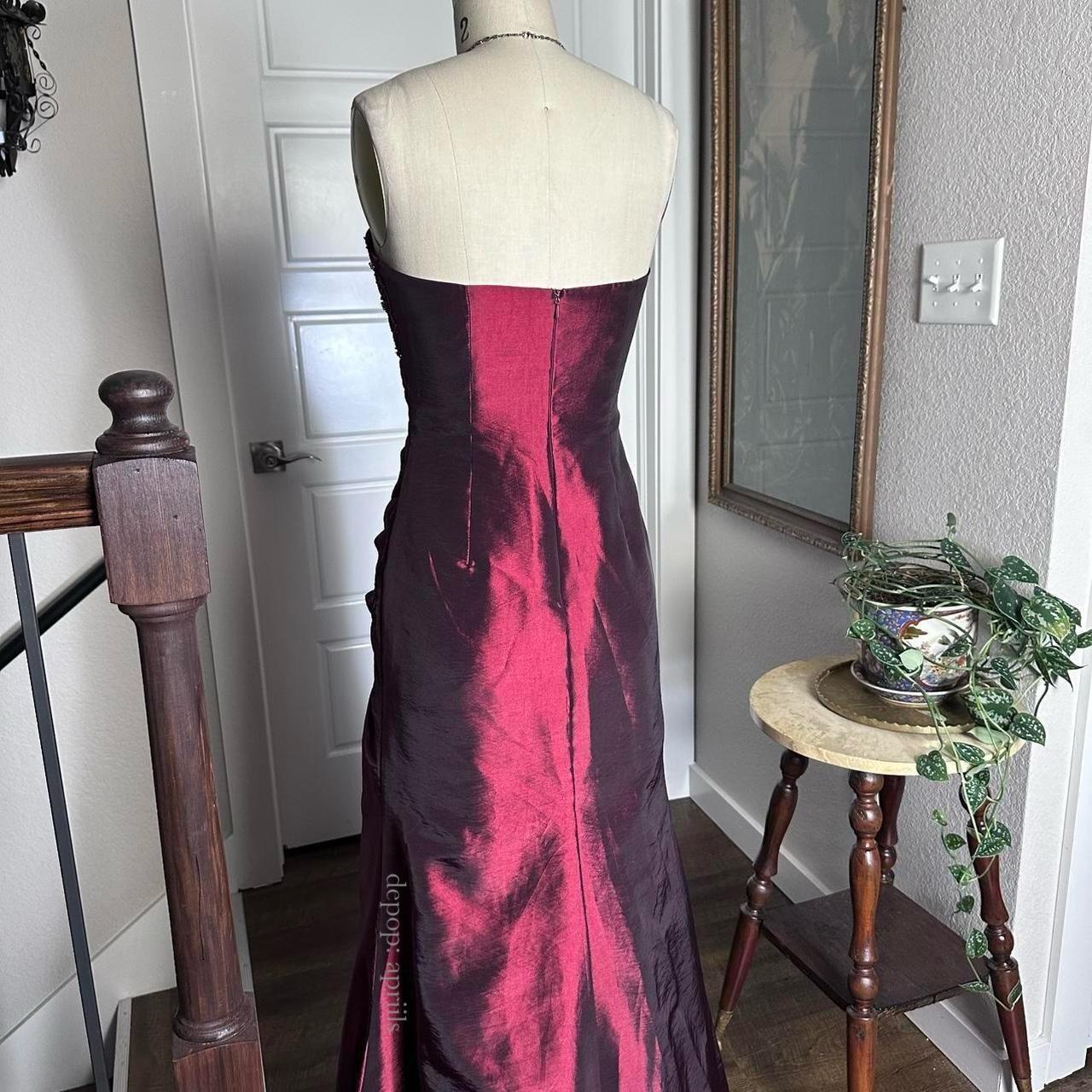 Burgunderrot Vintage-Mode Elegant Exquisite Blumen Perlen Lange Satin Ballkleid Abendkleid Partykleid Ballkleid nv3924