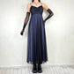 Vintage black and blue gothic vampire beaded embroidery long chiffon formal dress ball gown empire dress nv5404