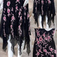 Black gorgeous pink floral beaded asymmetric midi prom ball gown evening gown party dress  nv4577