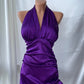 Purple Fashion Short Satin Ruffle Homecoming Dress Birthday Party Dress nv5387
