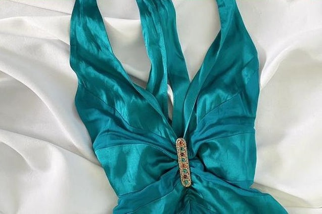 Blaues Vintage-Feen-Kurzes Satin-Heimkehrkleid, Partykleid, Geburtstagskleid, Ballkleid, nv4541