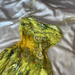 Yellow Green Short Exquisite Floral Beaded Garden Fairy Dress Chiffon Homecoming Dress Party Dress nv5389