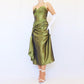 NiceVestidos-Green delicate floral applique vintage long satin gown evening dress Nv5633