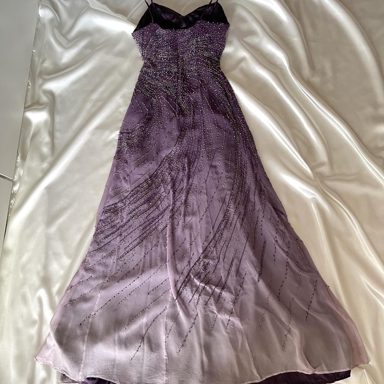 ✨💞Gorgeous and elegant purple gradient hand-beaded retro dress charming princess long chiffon prom dress nv5379