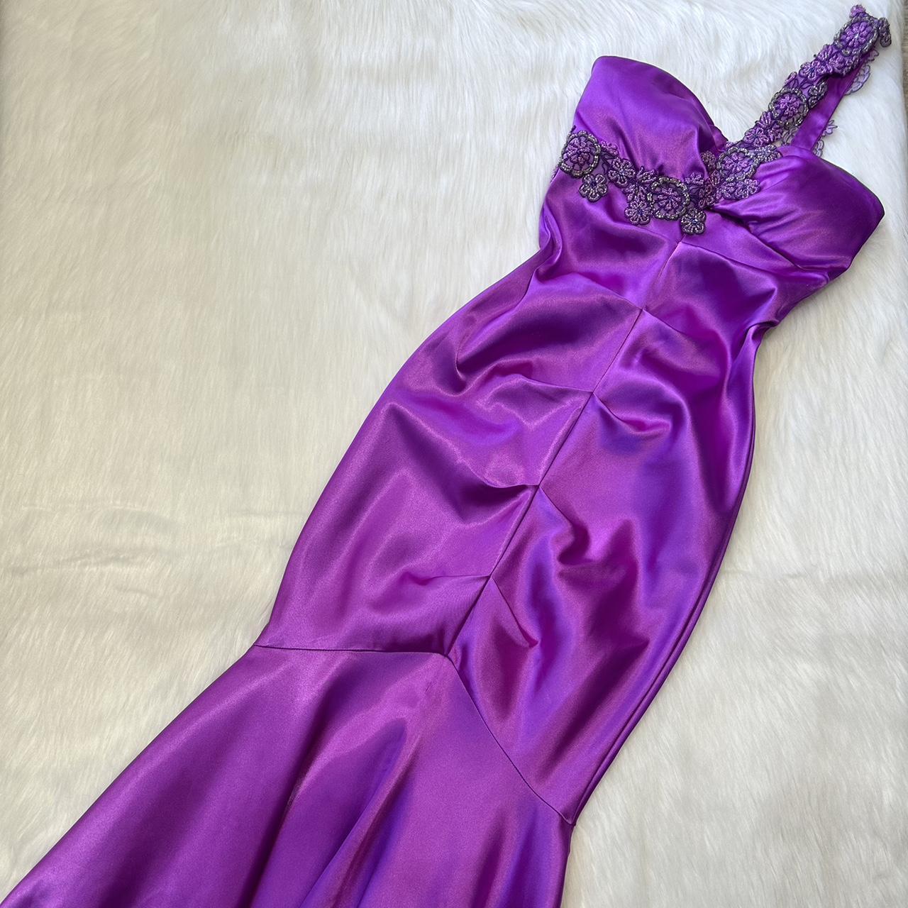 NiceVestidos-Purple fashion one shoulder beautiful exquisite floral long satin formal prom dress nv5452
