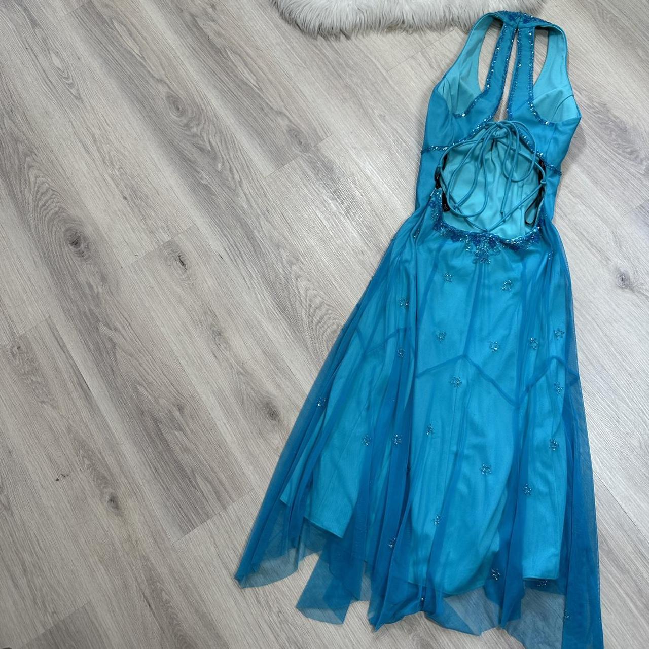 NiceVestidos-Blue beautiful exquisite beaded short/mid-length chiffon homecoming dress prom dress formal dress nv5447
