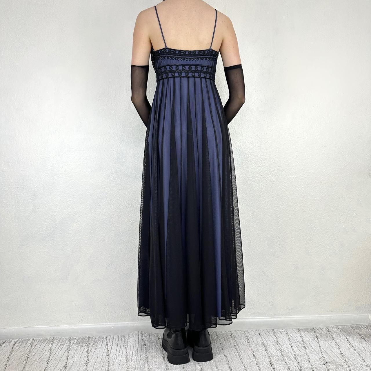 Vintage black and blue gothic vampire beaded embroidery long chiffon formal dress ball gown empire dress nv5404