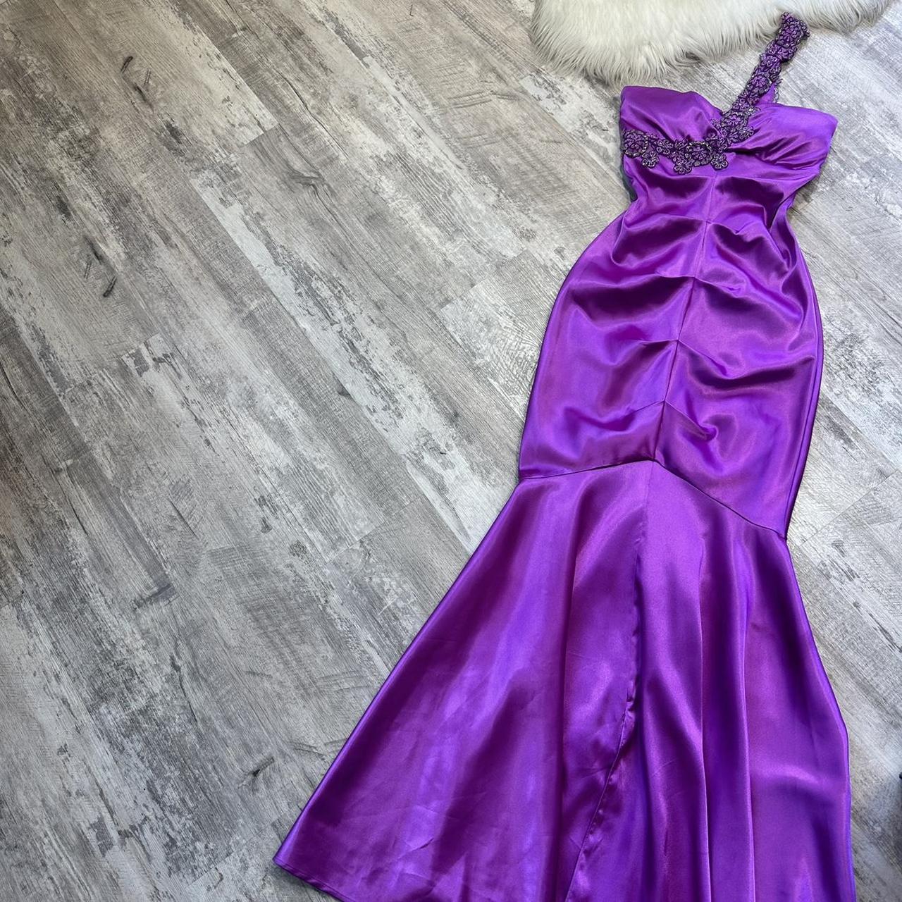 NiceVestidos-Purple fashion one shoulder beautiful exquisite floral long satin formal prom dress nv5452
