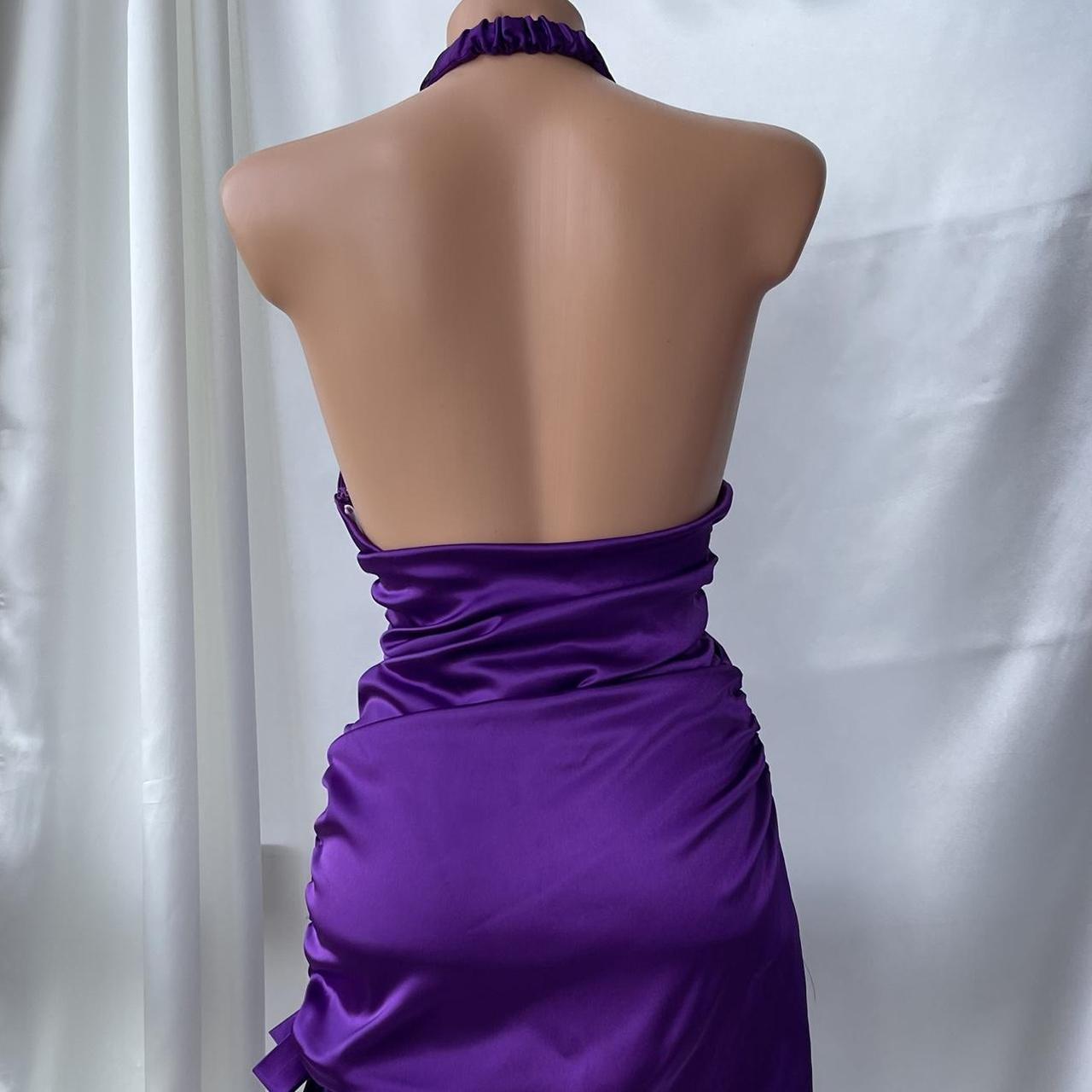 Purple Fashion Short Satin Ruffle Homecoming Dress Birthday Party Dress nv5387
