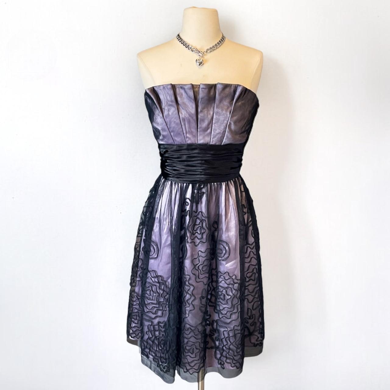 Robe de soirée courte en mousseline de soie à imprimé floral rétro violet nv5420