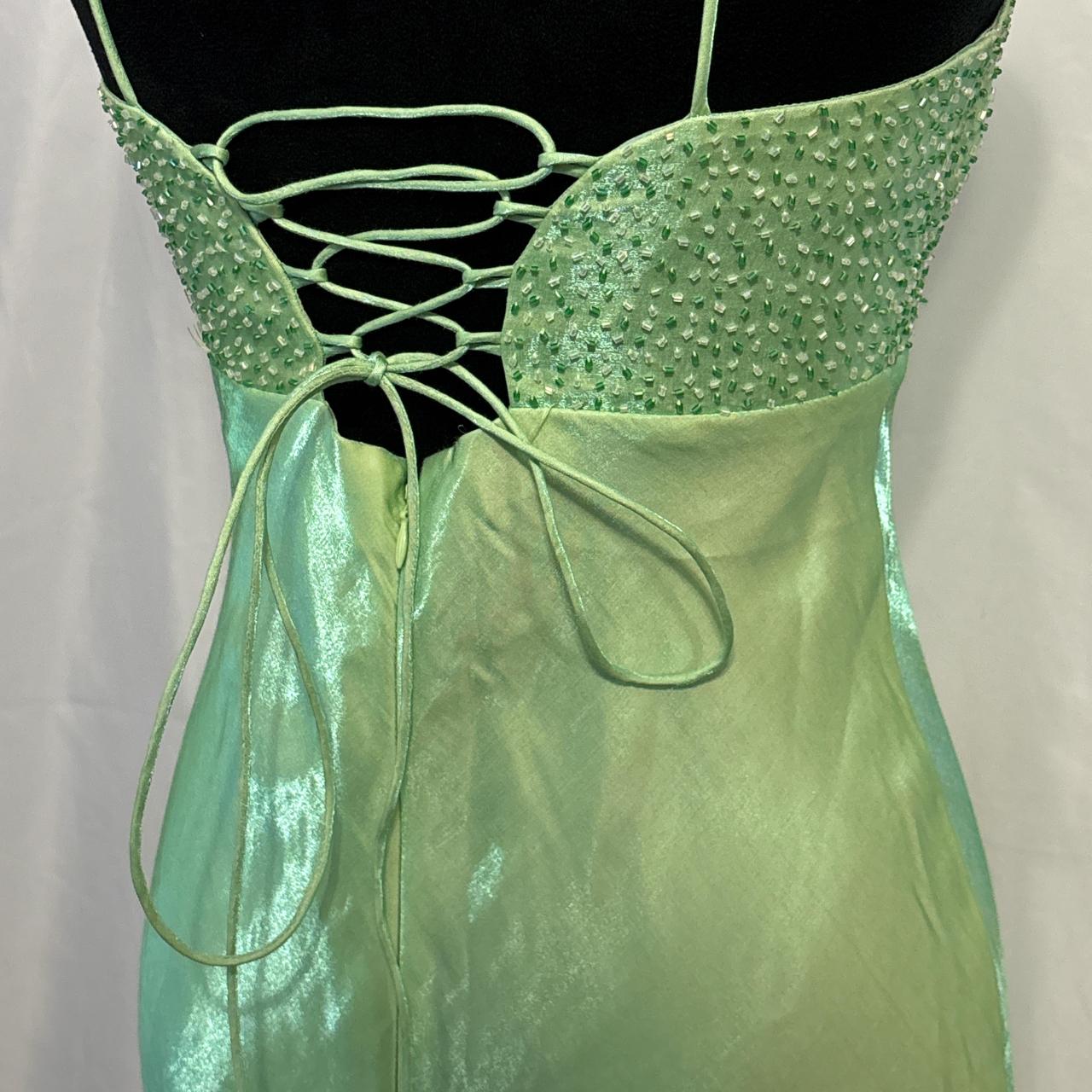 Green Beaded Long Satin Ball Gown Evening Gown Party Dress nv4602