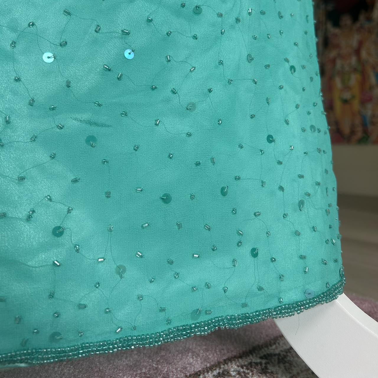 Blue vintage beaded mermaid sequined halter long prom dress evening gown party dress nv4242