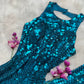 Blue fashion backless long sequin prom dress birthday party dress nv5333